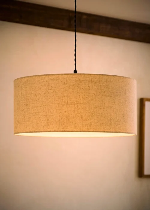 ValueLights Reni Natural Large Linen Squat Drum Shade 45cm - One Size Image 2
