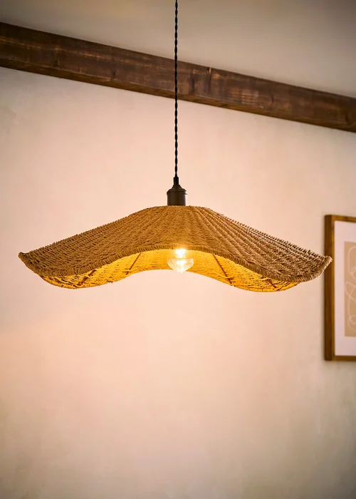 ValueLights Loretta Large Wicker Wave Ceiling Pendant Shade - One Size Image 2