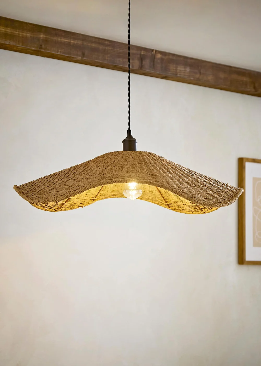 ValueLights Loretta Large Wicker Wave Ceiling Pendant Shade - One Size Image 1