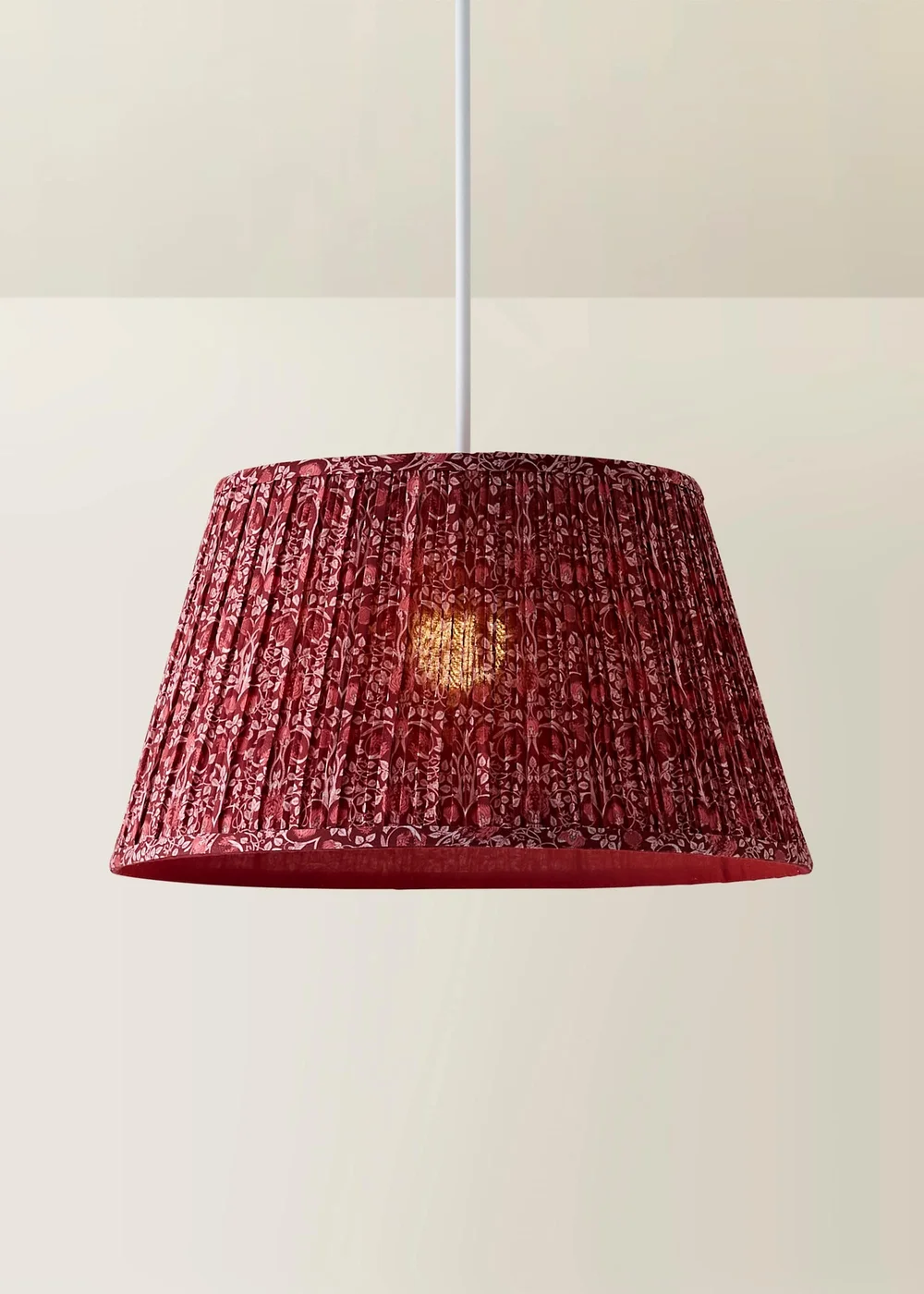 ValueLights Abel Large Taper Burgundy Floral Pleated Shade 45cm - S Image 3
