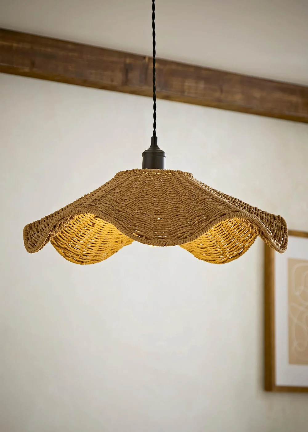 ValueLights Loretta Wicker Wave Ceiling Pendant Shade - One Size Image 1