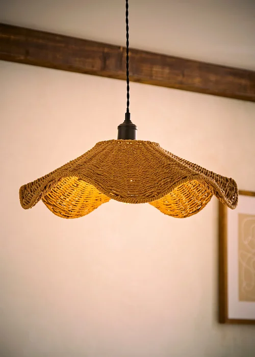 ValueLights Loretta Wicker Wave Ceiling Pendant Shade - One Size Image 2