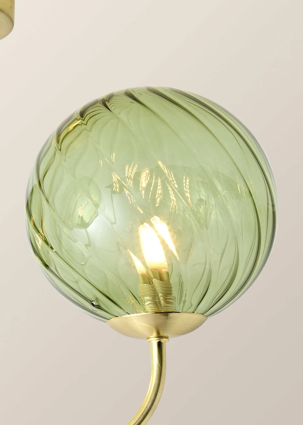 ValueLights Sydney Brushed Gold 3 Arm Twill Glass Ceiling Light - One Size Image 4