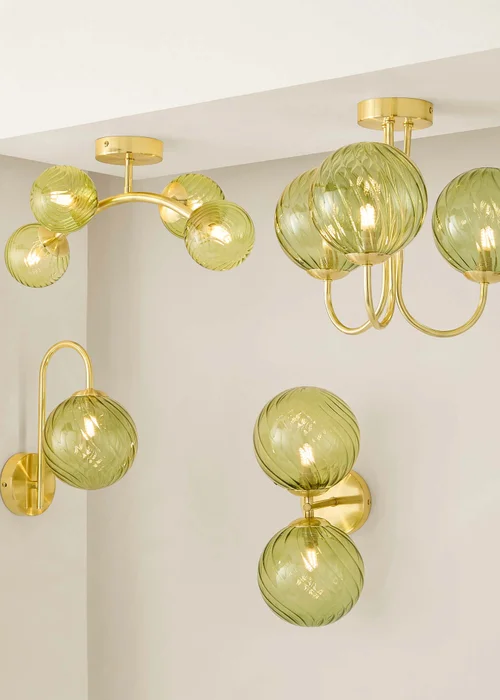 ValueLights Sydney Brushed Gold 3 Arm Twill Glass Ceiling Light - One Size Image 6