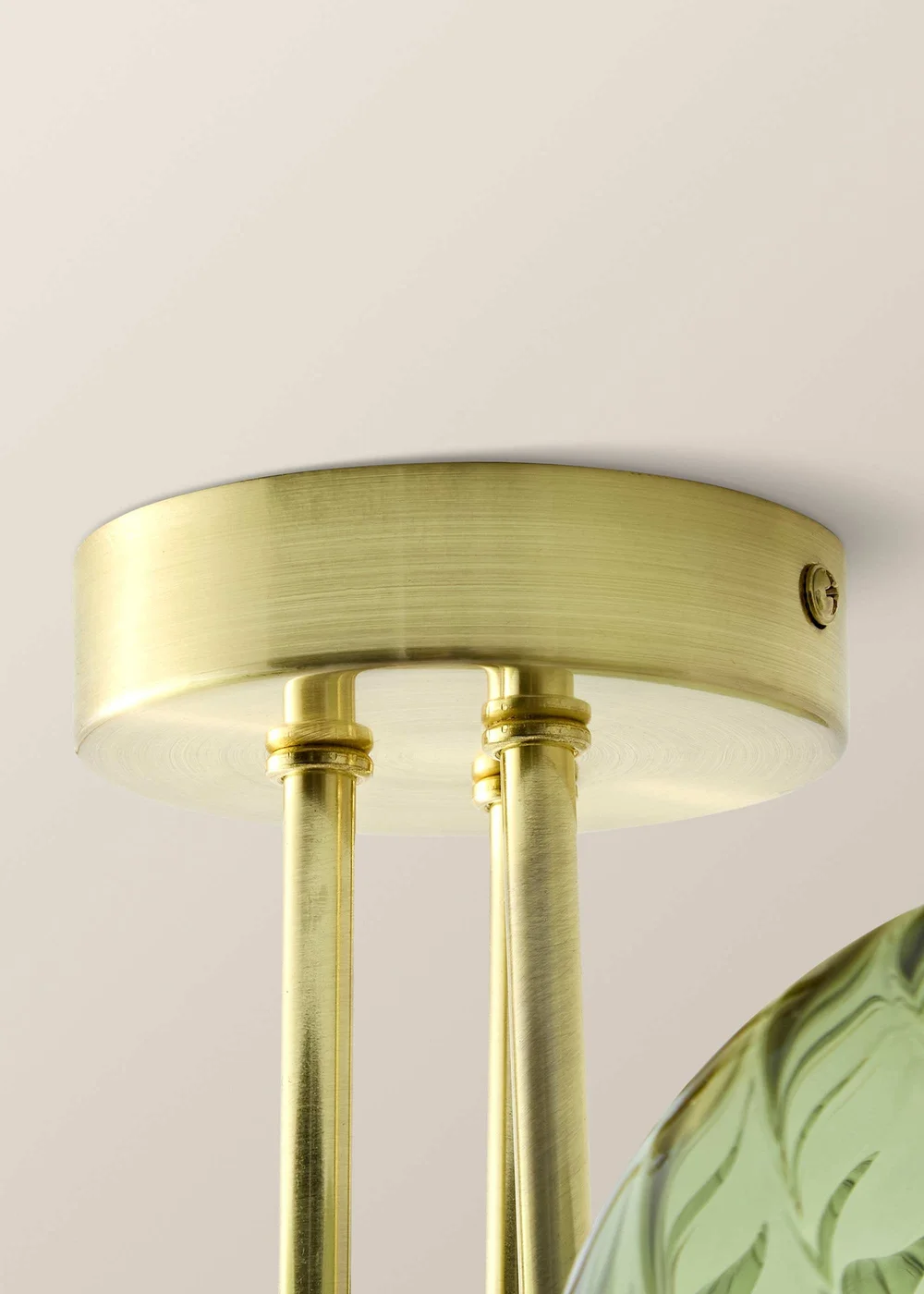 ValueLights Sydney Brushed Gold 3 Arm Twill Glass Ceiling Light - One Size Image 5
