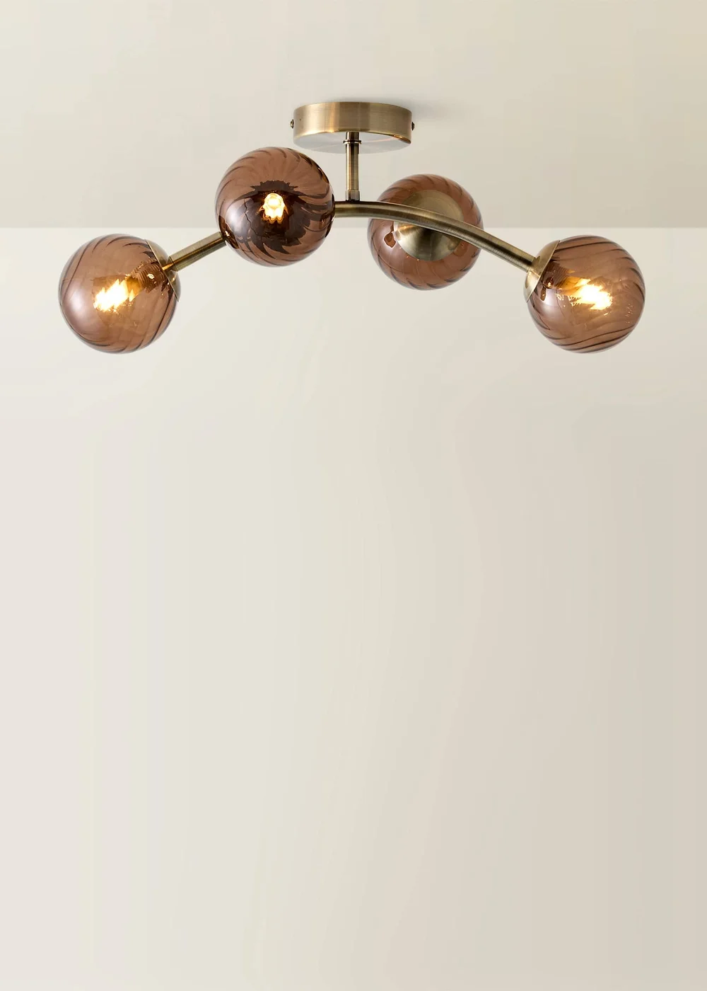 ValueLights Sydney Brushed Brass 4 Arm Twill Glass Ceiling Light - One Size Image 3