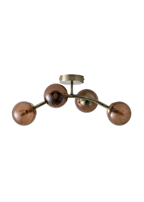 ValueLights Sydney Brushed Brass 4 Arm Twill Glass Ceiling Light - One Size Image 5