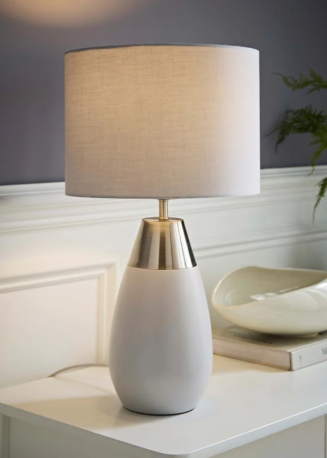 ValueLights Hurst Grey Large Touch Table Lamp