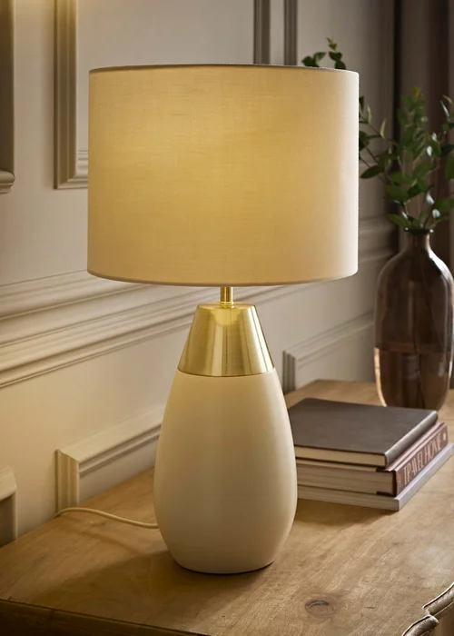 ValueLights Hurst Cream Large Touch Table Lamp - One Size Image 1