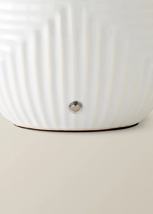 ValueLights Harrison White Medium Rechargeable Ribbed Ceramic Table Lamp - S Image 6