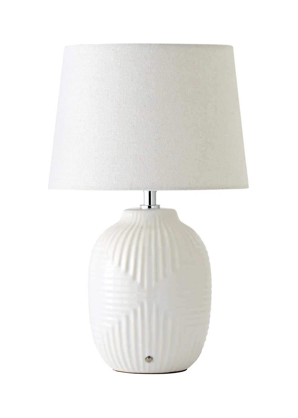 ValueLights Harrison White Medium Rechargeable Ribbed Ceramic Table Lamp - S Image 5
