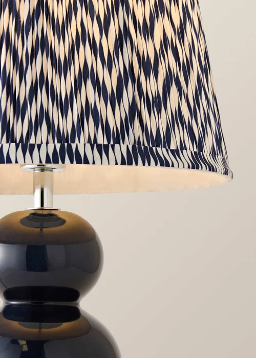 ValueLights Edie Navy Ceramic Bobble Table Lamp with Chevron Taper Shade - One Size Image 4