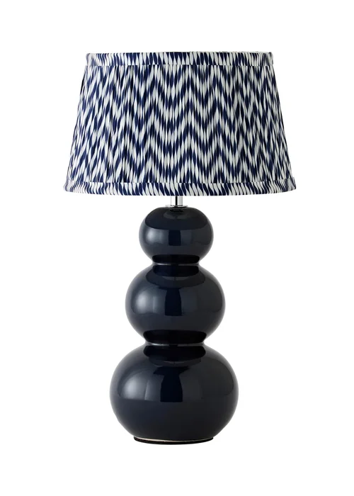 ValueLights Edie Navy Ceramic Bobble Table Lamp with Chevron Taper Shade - One Size Image 5