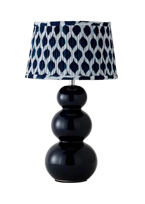 ValueLights Edie Navy Ceramic Bobble Table Lamp with Ikat Pleated Shade - One Size Image 5
