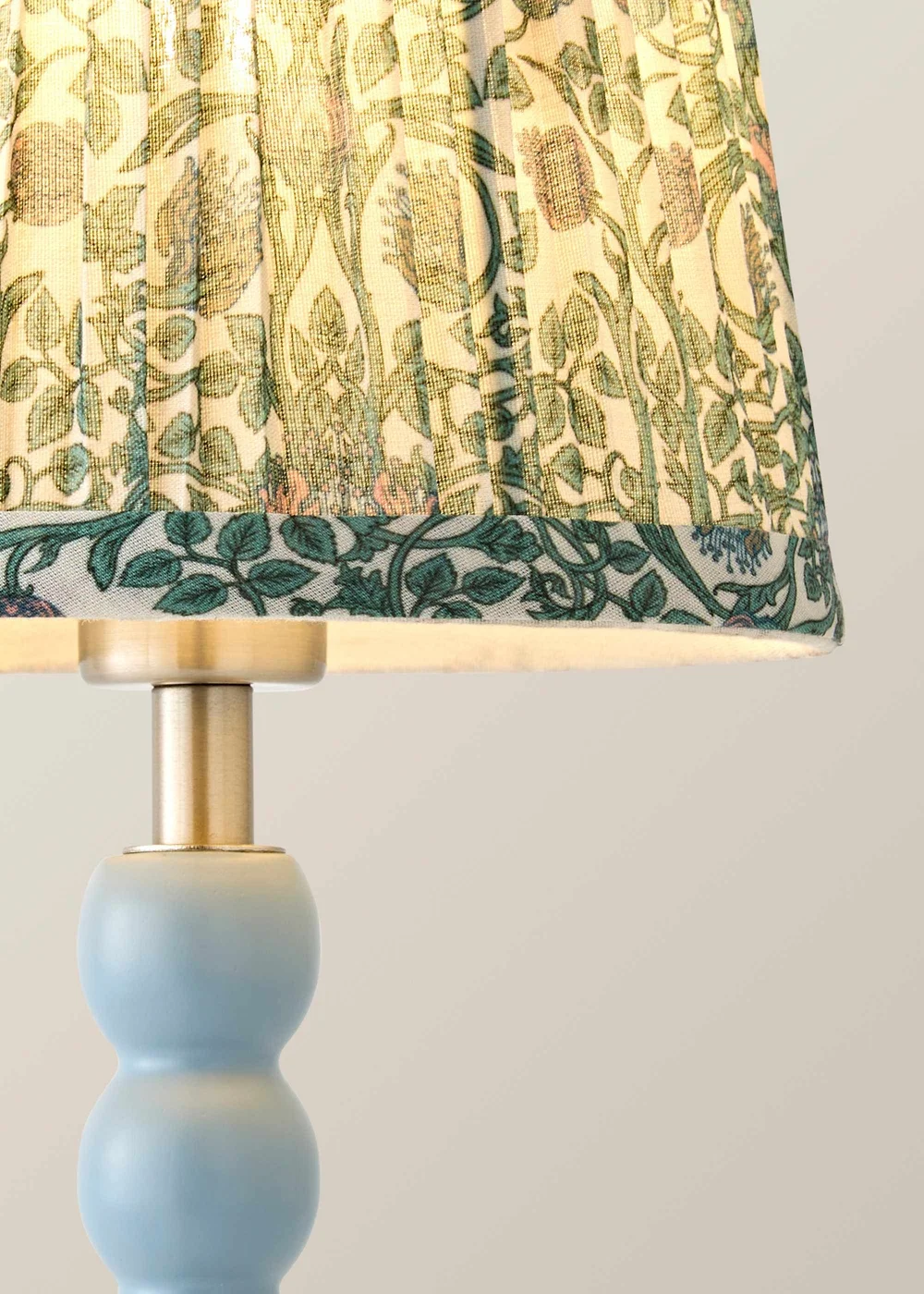 ValueLights Bobbin Powder Blue Bobbin Rechargeable Table Lamp with Floral Pleated Shade - One Size Image 4