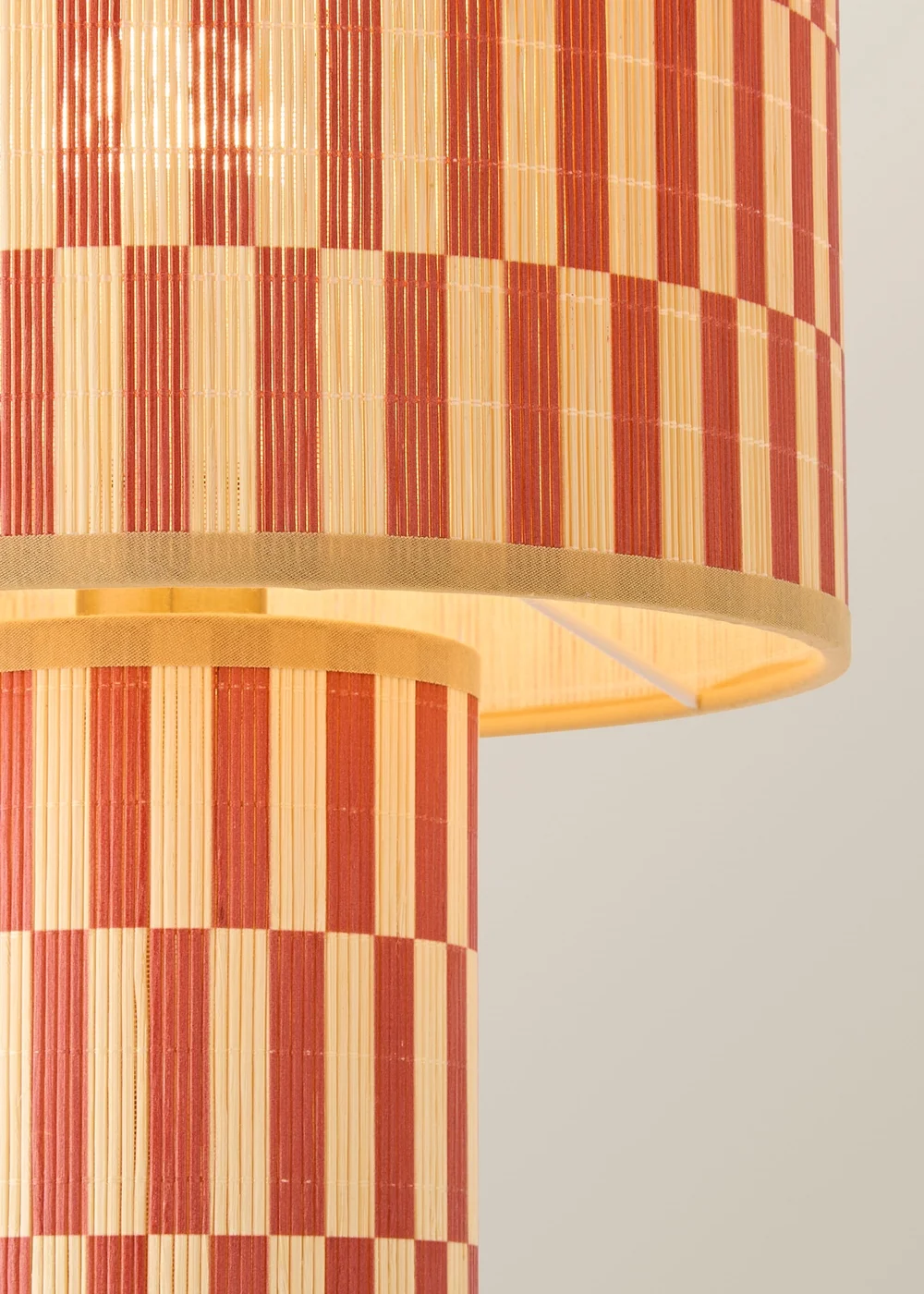 ValueLights Lori Orange Checkerboard Bamboo Table Lamp - One Size Image 4