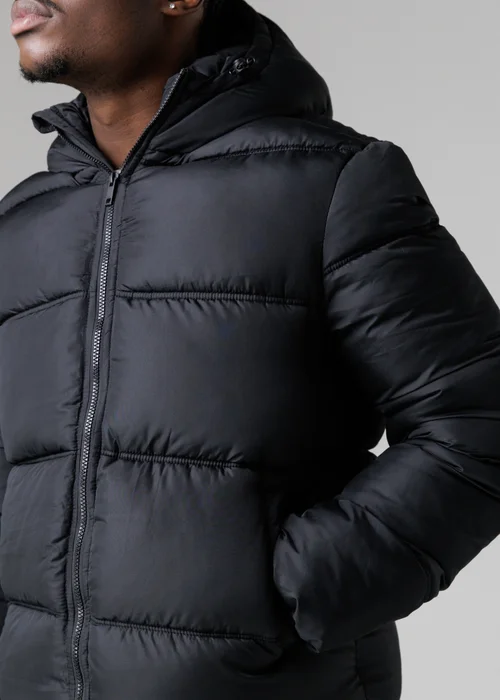French Connection Black Hooded Puffer Jacket with High Neck - 2XL Image 3