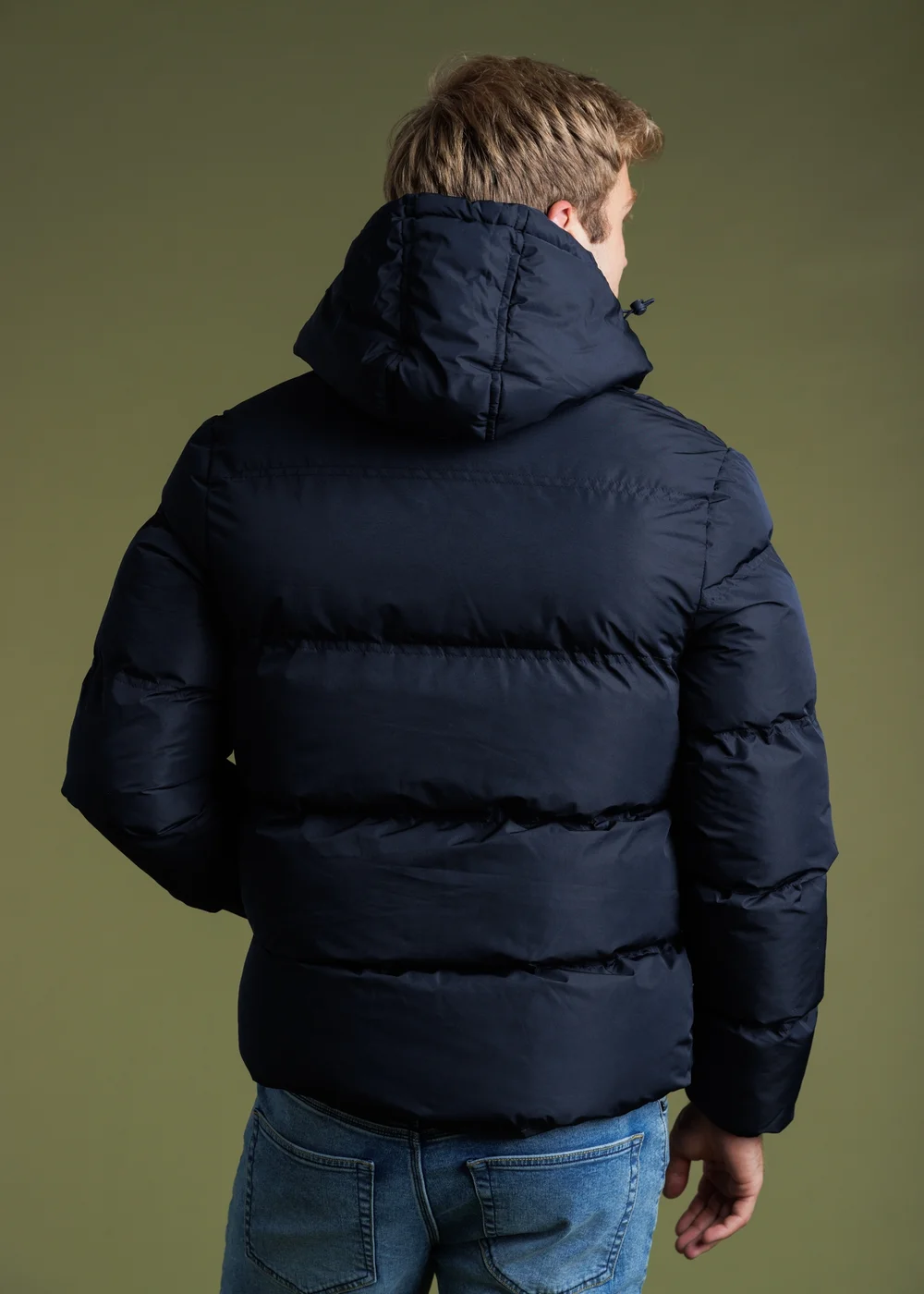 French Connection Navy Hooded Puffer Jacket with High Neck - S Image 2