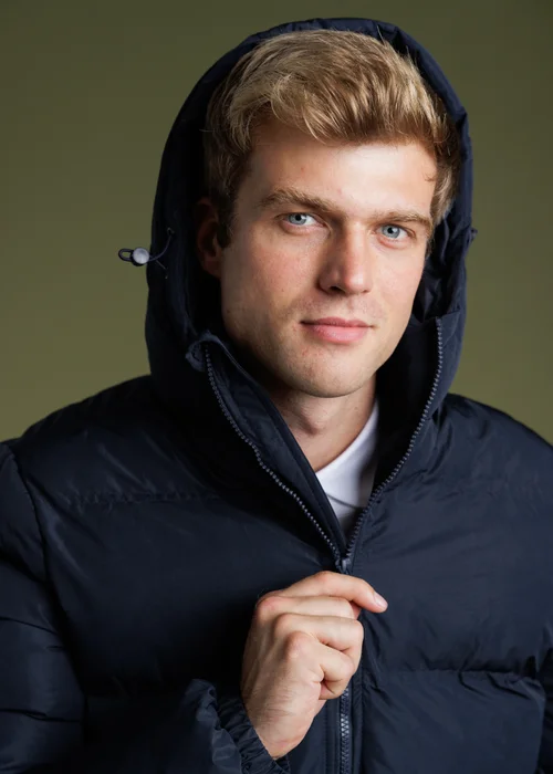 French Connection Navy Hooded Puffer Jacket with High Neck - S Image 3