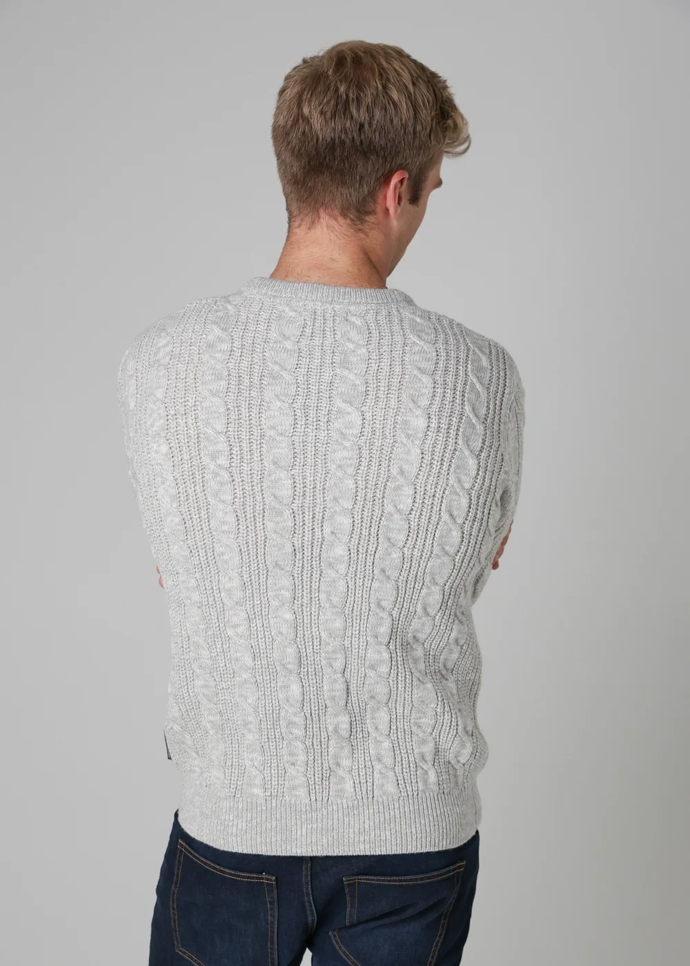 French Connection Ecru Cable Knit Crew Neck Jumper - S Image 2