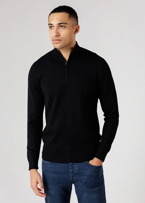 French Connection Black 1/2 Zip Knitted Jumper - L Image 3
