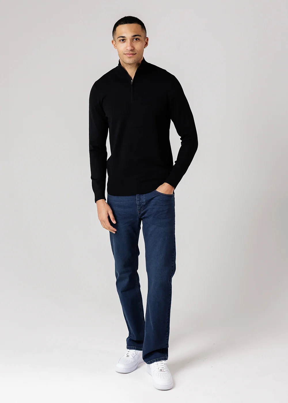 French Connection Black 1/2 Zip Knitted Jumper - L Image 4