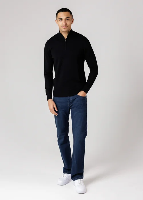 French Connection Black 1/2 Zip Knitted Jumper - L Image 4