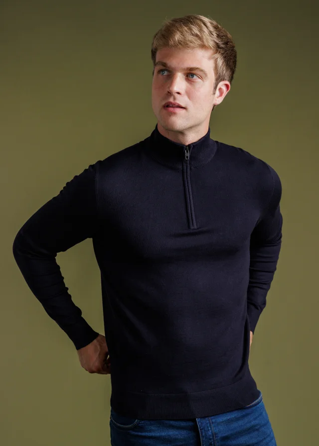 French Connection Navy 1/2 Zip Knitted Jumper