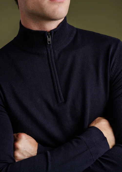 French Connection Navy 1/2 Zip Knitted Jumper - S Image 3