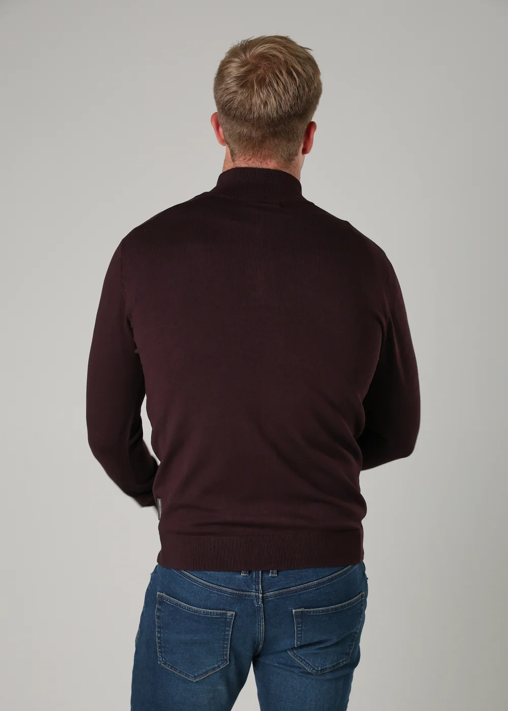 French Connection Burgundy 1/2 Zip Knitted Jumper - S Image 2