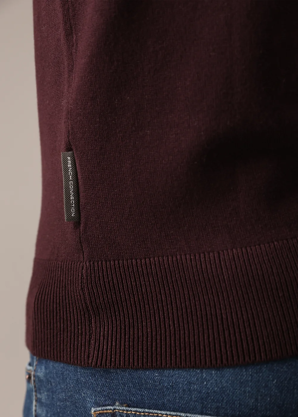 French Connection Burgundy 1/2 Zip Knitted Jumper - S Image 4