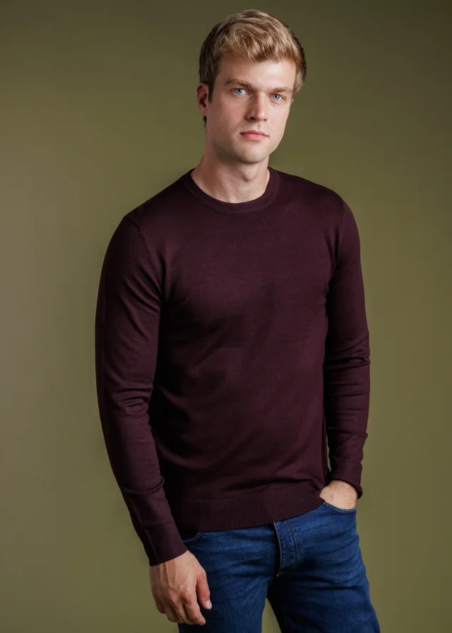 French Connection Burgundy Crew Neck Long Sleeve Knitted Jumper