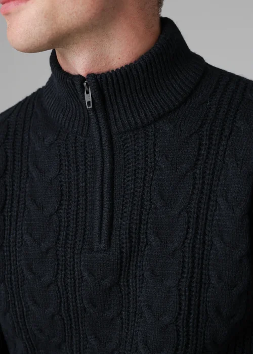 French Connection Navy 1/2 Zip Cable Knit Jumper - S Image 3