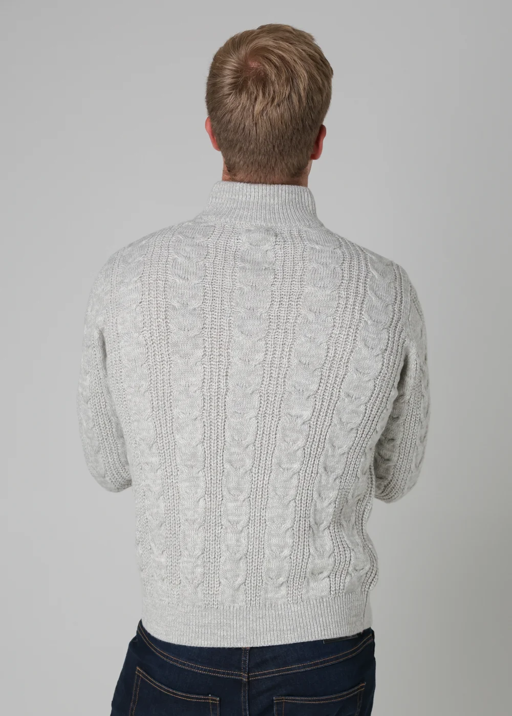 French Connection Ecru 1/2 Zip Cable Knit Jumper - 2XL Image 2