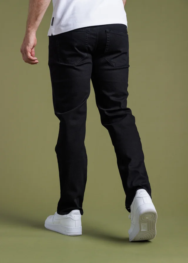 French Connection Black Cotton Straight Leg Stretch Denim Jeans