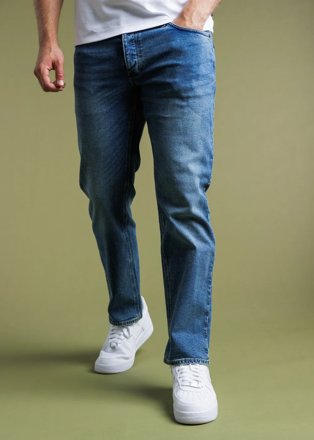 French Connection Blue Cotton Straight Leg Stretch Denim Jeans - 34 Image 1