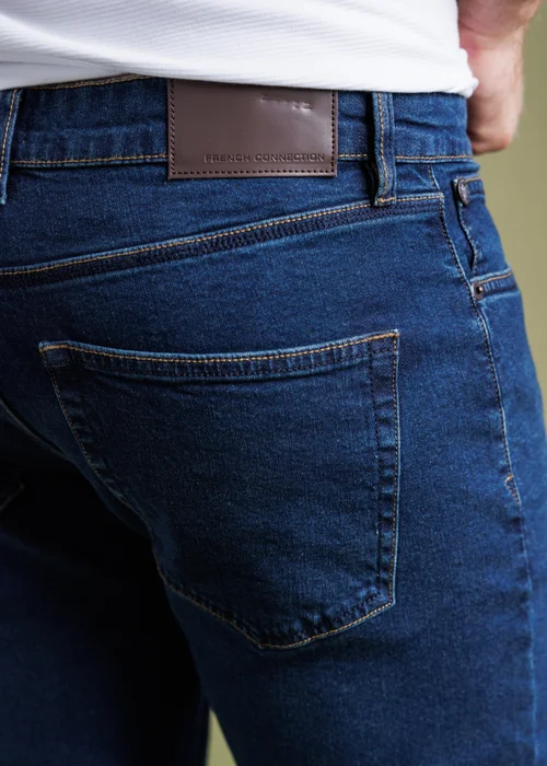 French Connection Dark Blue Cotton Straight Leg Stretch Denim Jeans - 34 Image 4