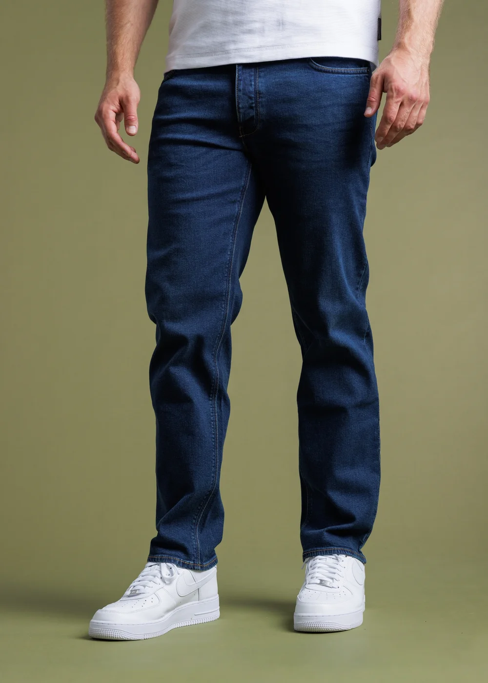 French Connection Dark Blue Cotton Straight Leg Stretch Denim Jeans - 34 Image 1