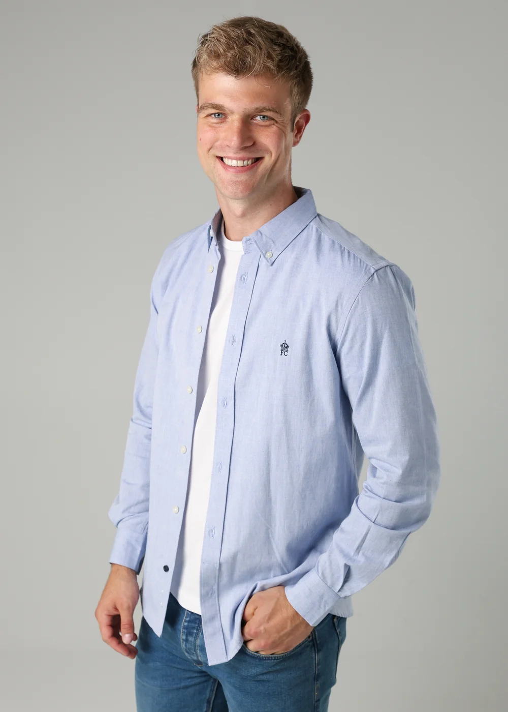French Connection Blue Cotton Long Sleeve Oxford Shirt - S Image 4