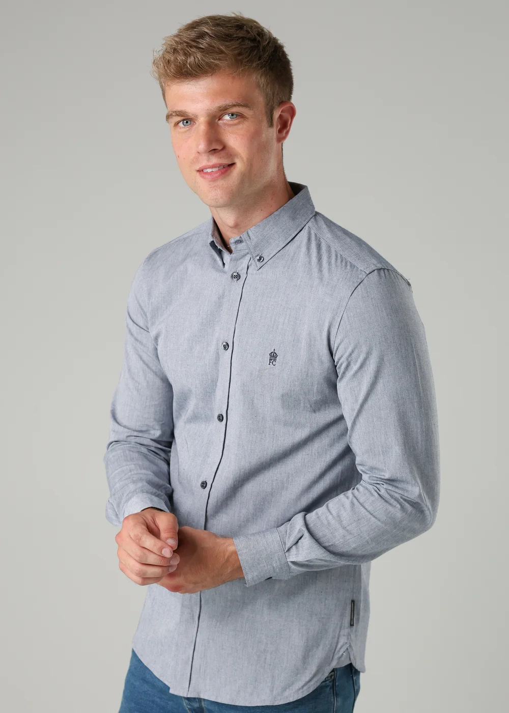 French Connection Navy Cotton Long Sleeve Oxford Shirt - S Image 3