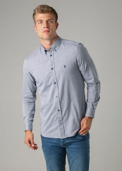 French Connection Navy Cotton Long Sleeve Oxford Shirt - S Image 1