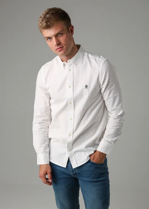 French Connection White Cotton Long Sleeve Oxford Shirt - S Image 4
