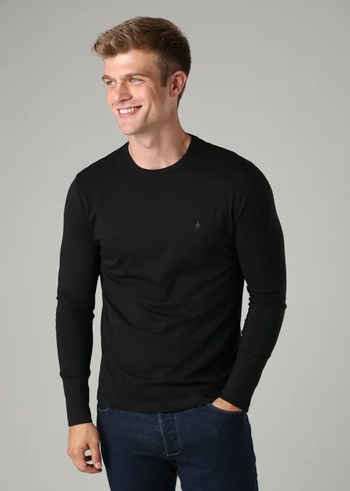 French Connection Black 3 Pack Cotton Crew Neck Long Sleeve T-Shirts - S Image 4
