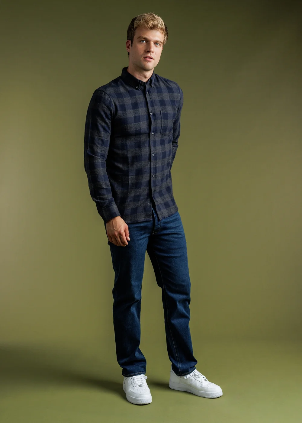 French Connection Charcoal Cotton Large Gingham Flannel Long Sleeve Shirt - L Image 4