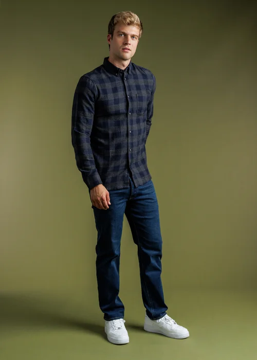 French Connection Charcoal Cotton Large Gingham Flannel Long Sleeve Shirt - L Image 4