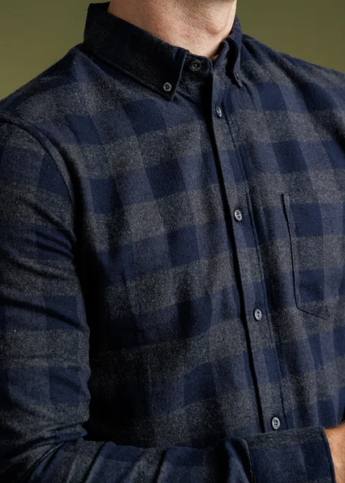 French Connection Charcoal Cotton Large Gingham Flannel Long Sleeve Shirt - L Image 3