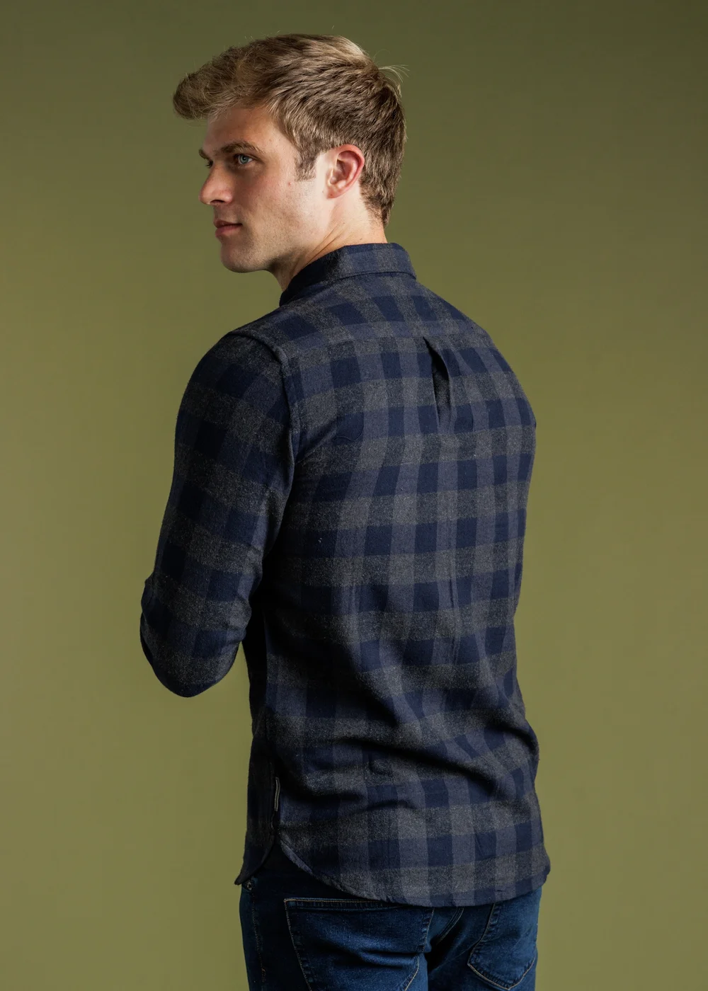 French Connection Charcoal Cotton Large Gingham Flannel Long Sleeve Shirt - L Image 2