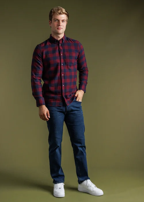French Connection Burgundy Cotton Large Gingham Flannel Long Sleeve Shirt - 2XL Image 4