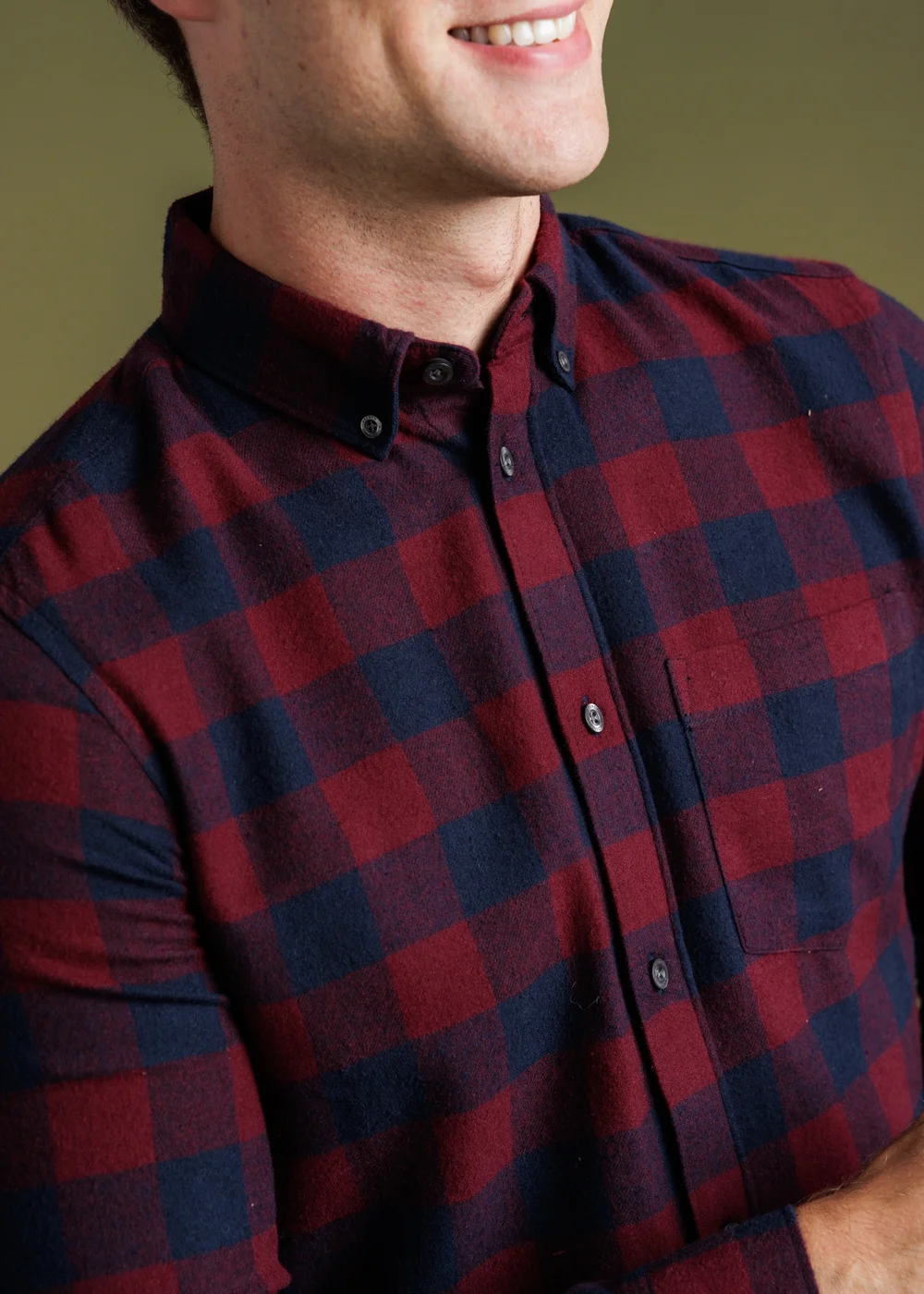 French Connection Burgundy Cotton Large Gingham Flannel Long Sleeve Shirt - 2XL Image 3
