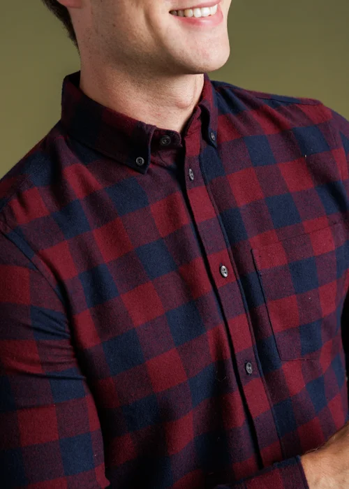 French Connection Burgundy Cotton Large Gingham Flannel Long Sleeve Shirt - 2XL Image 3